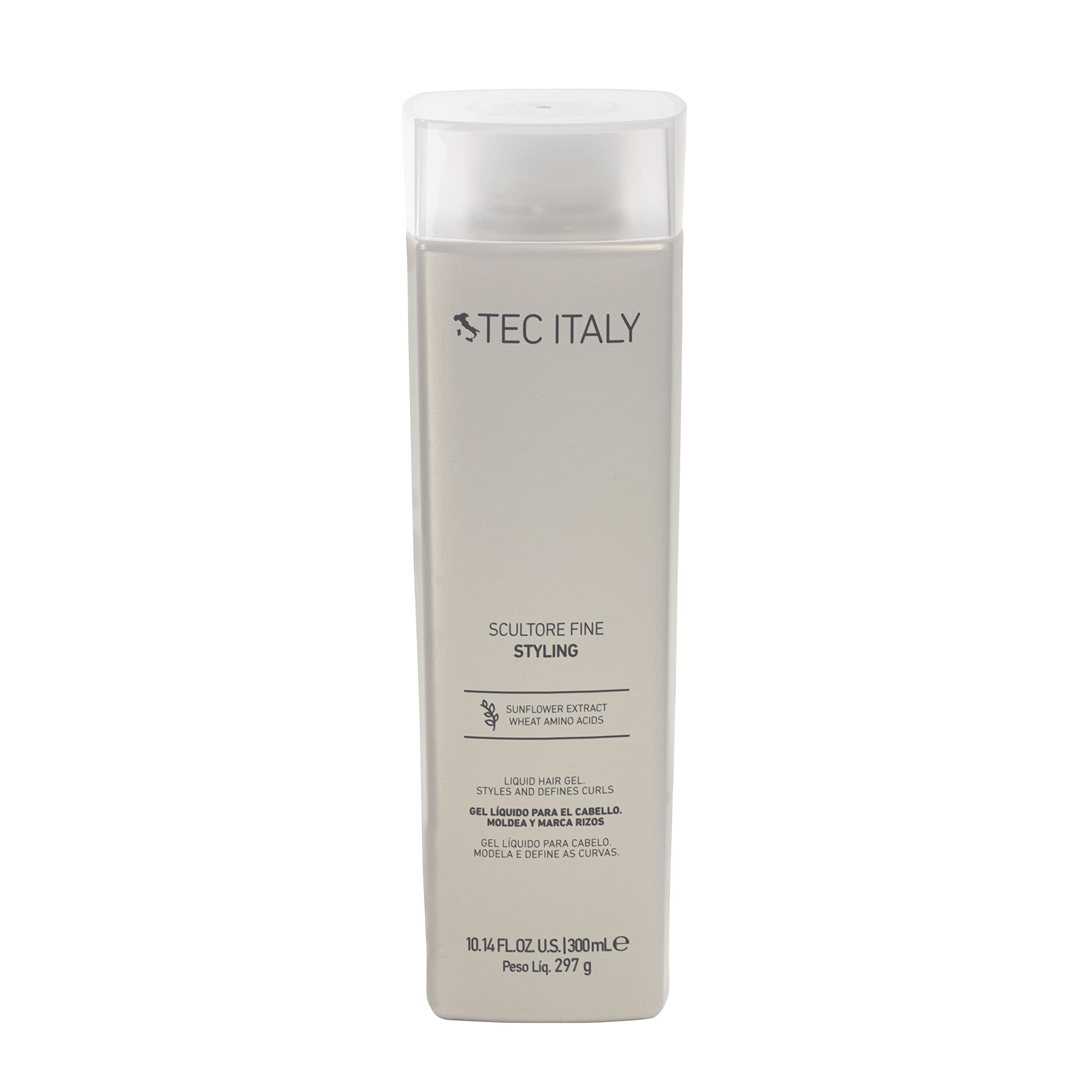TEC Italy Scultore Fine Liquid Hair Gel bottle for defined curls with glossy wet-look hold.