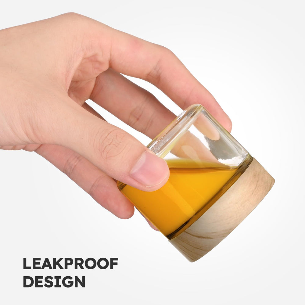 Tecohouse glass jar foam liner and screw-on lid provide reliable leak-proof sealing.