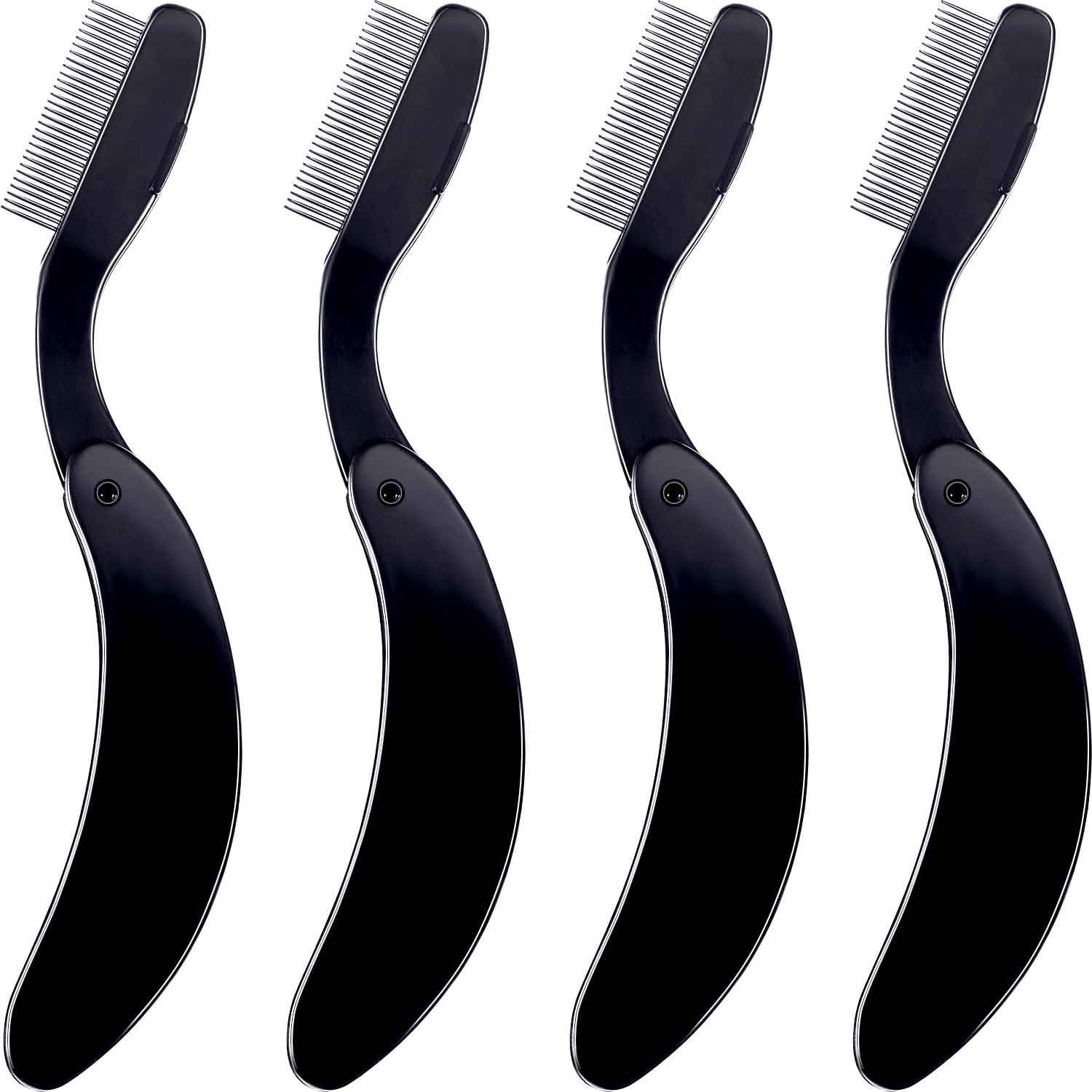 TecUnite folding eyelash comb black closed for compact travel storage.