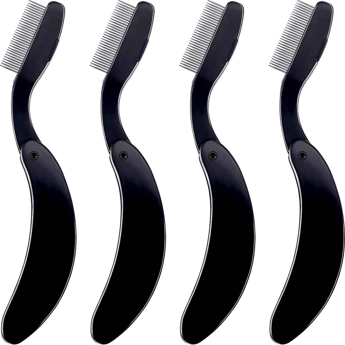 TecUnite folding eyelash comb black closed for compact travel storage.
