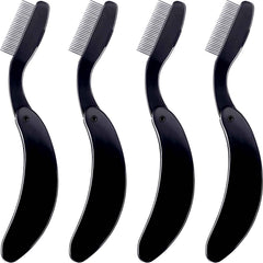 TecUnite folding eyelash comb black closed for compact travel storage.