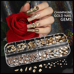 Teenior gold nail pearls and caviar beads in multiple sizes for detailed designs