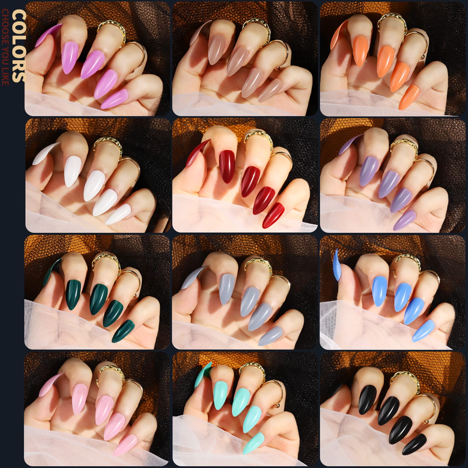 Teenitor 12-color almond nails box offers versatile hues for everyday looks.