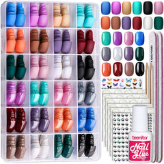 Teenitor 24Pack matte colors nails display vibrant matte finish for stylish at-home manicures.