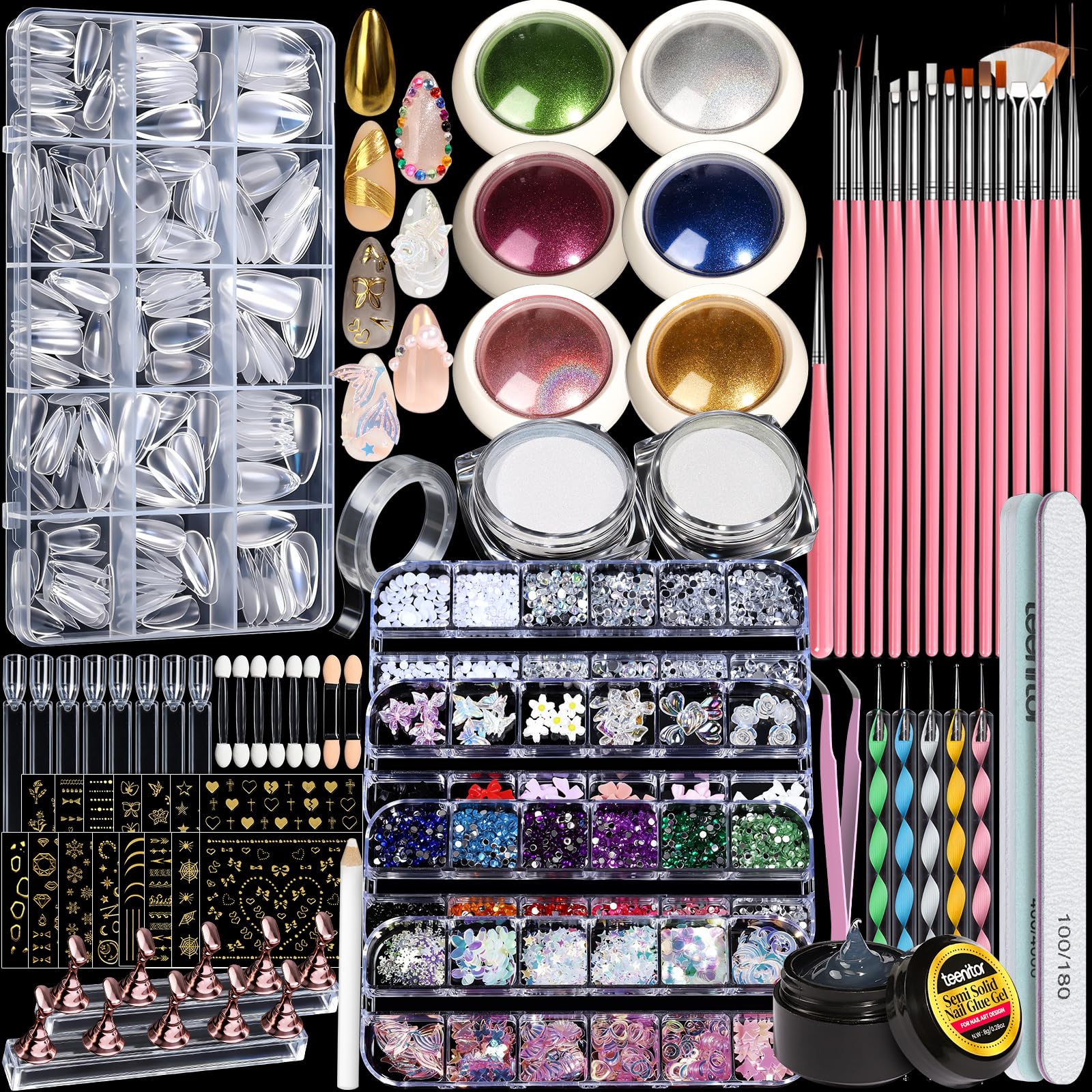 Teenitor acrylic nail kit full setup demonstrates a beginner-friendly at-home nail art system