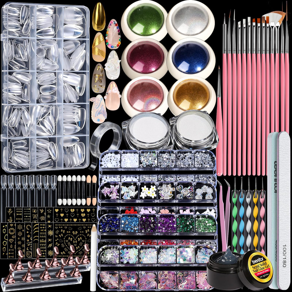 Teenitor acrylic nail kit full setup demonstrates a beginner-friendly at-home nail art system