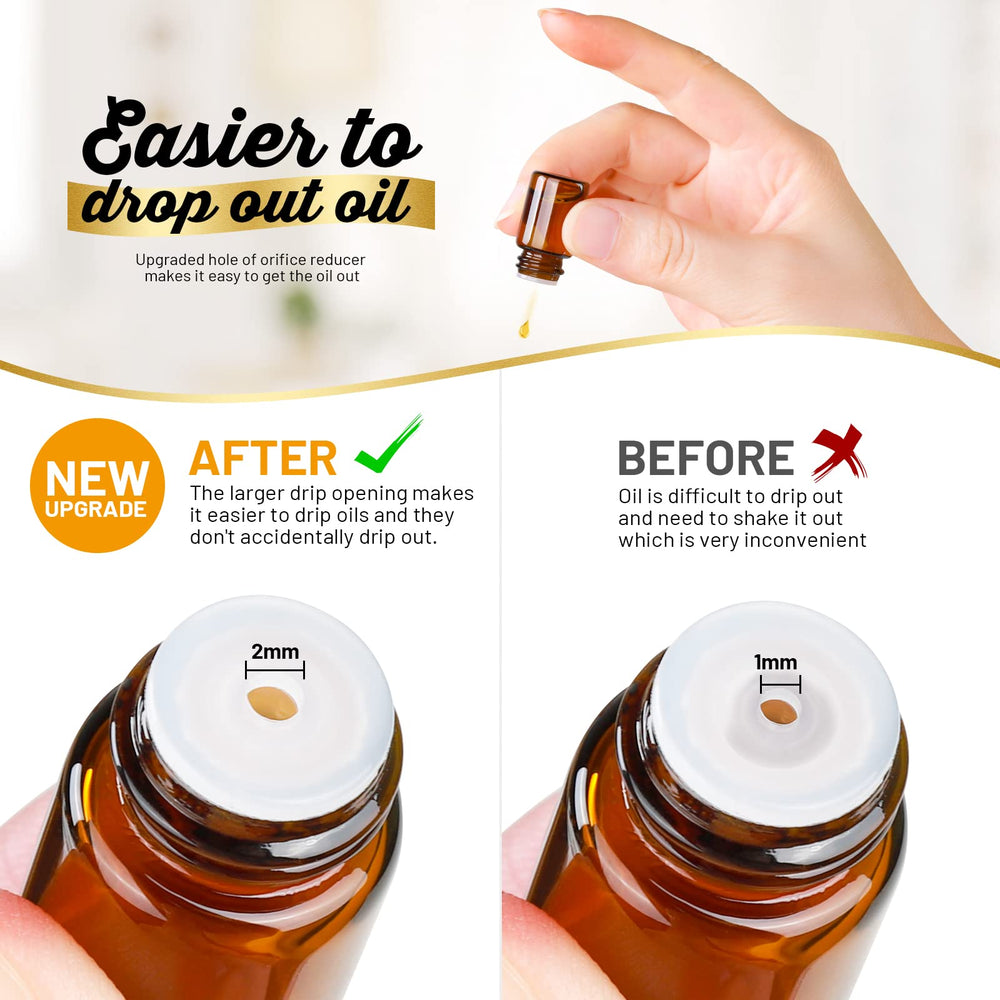Teenitor amber glass blocks UV light to help preserve essential oils.
