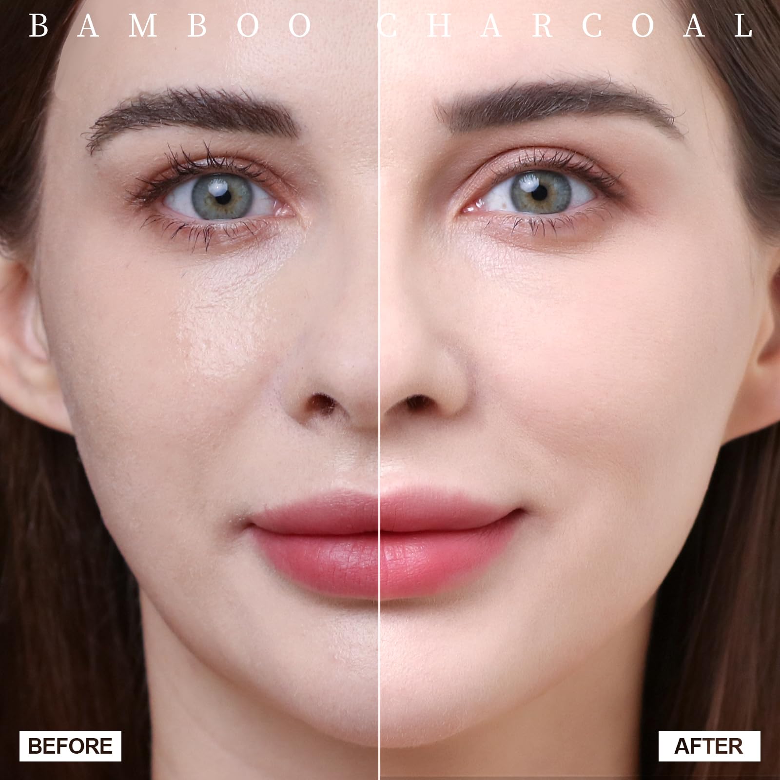 Teenitor bamboo charcoal blotting paper absorption action demonstrates oil removal without disturbing makeup.