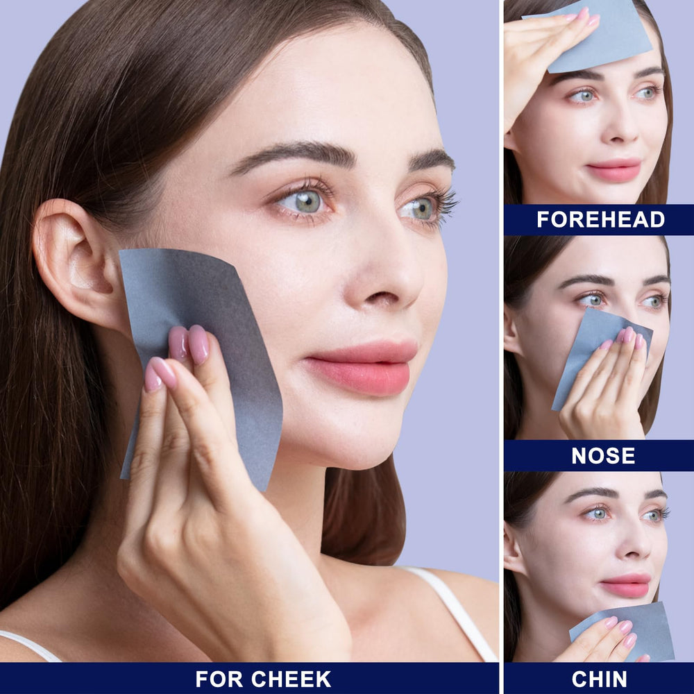 Teenitor bamboo charcoal blotting paper in-use on face illustrates oil control during workouts.