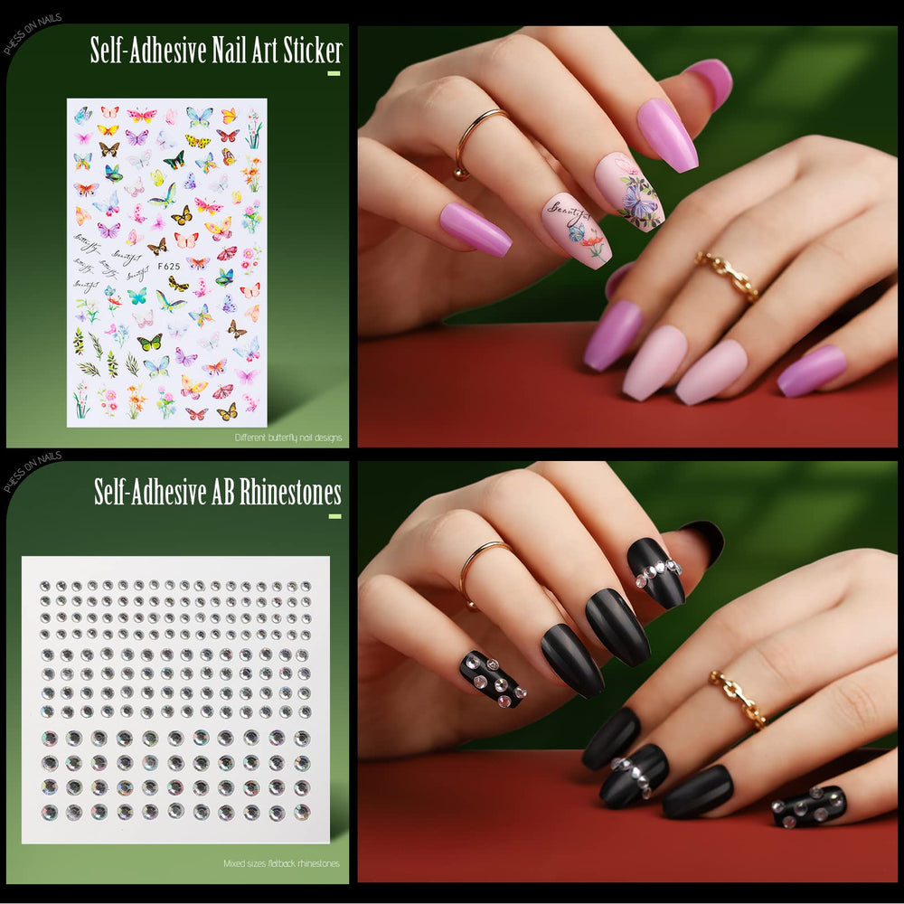 Teenitor coffin press-on nails with flexible base provide comfortable, nail-friendly fit.