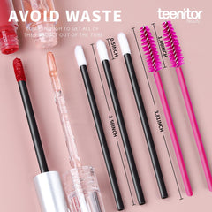 Teenitor disposable lip applicators set for hygienic lip gloss testing and samples.