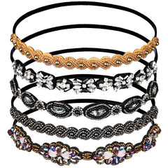 Teenitor elastic beaded headbands set in multiple styles for everyday glamour.