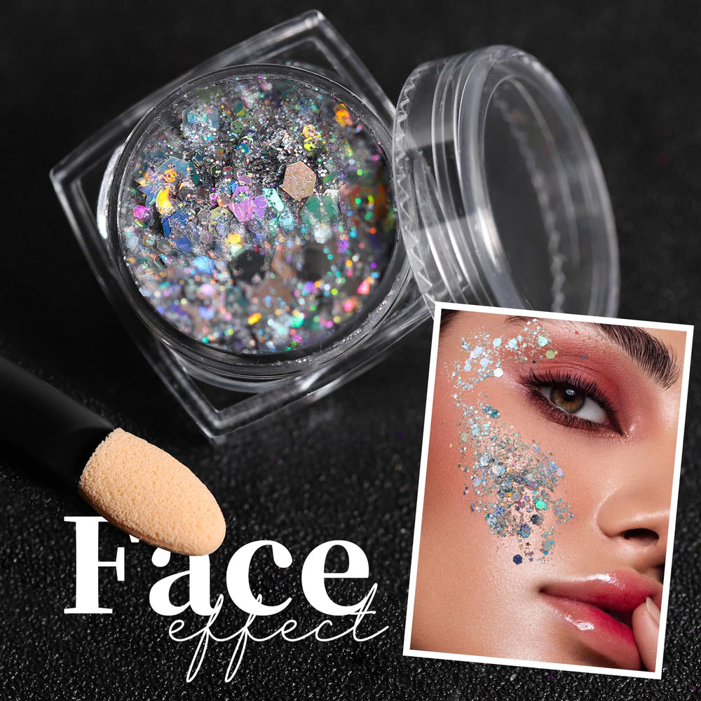 Teenitor face glitter starbursts silver adds dimensional shimmer for selfies