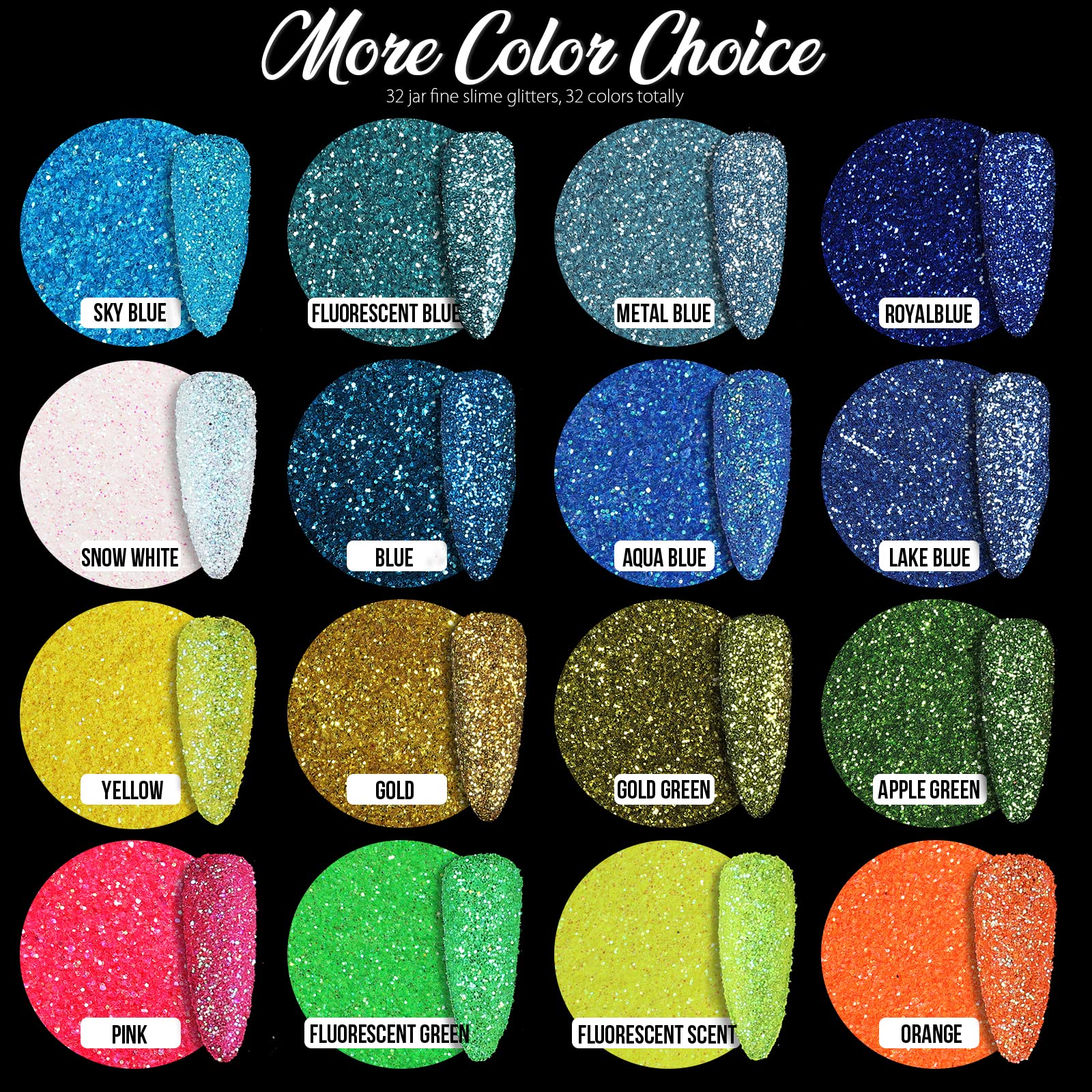 Teenitor Fine Glitter color swatches show iridescent eye makeup options