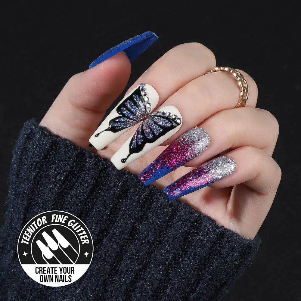 Teenitor Fine Glitter on nails creates sparkly nail art