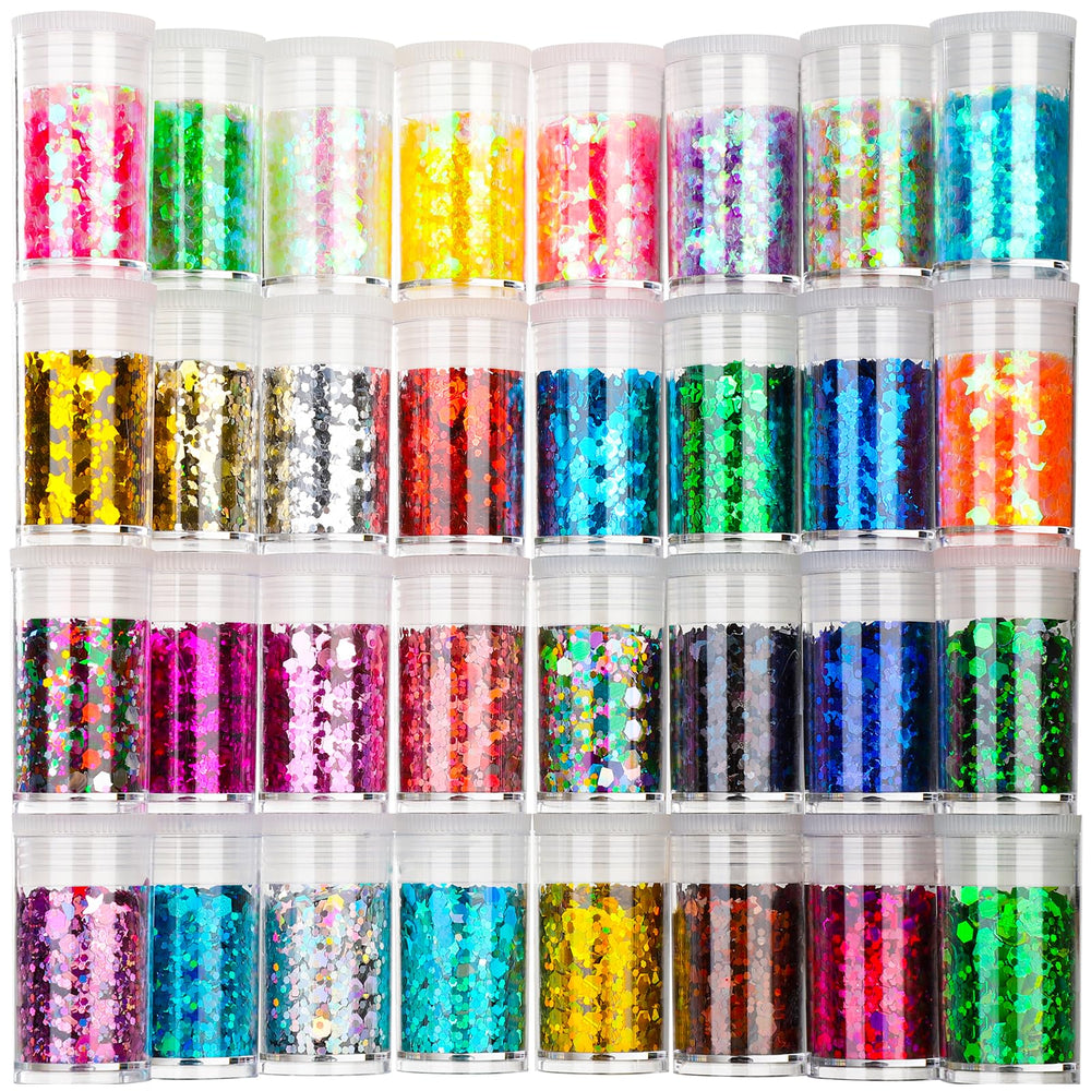 Teenitor glitter mixed hexagons and stars for stunning nail art with holographic shine.