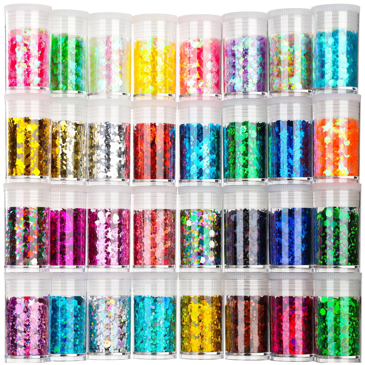 Teenitor glitter mixed hexagons and stars for stunning nail art with holographic shine.