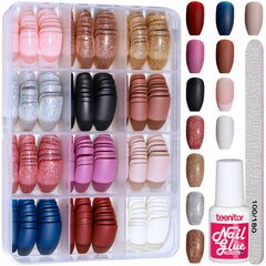 Teenitor glitter nails with matte finish close-up for quick glam options