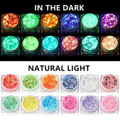 Teenitor glow-in-the-dark glitter on the body adds radiant glow for dance parties.