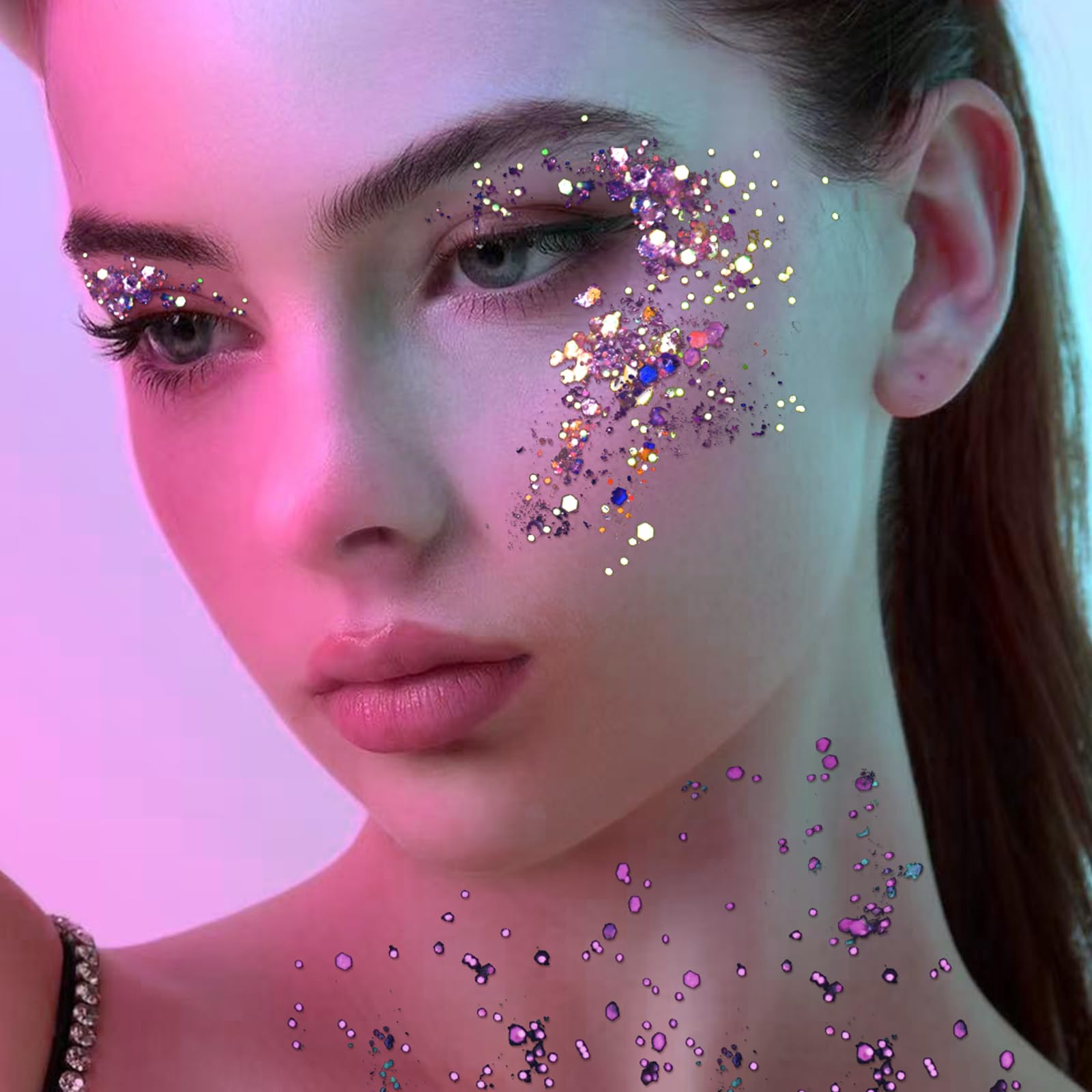 Teenitor glow-in-the-dark glitter close-up shows fine particles for precise, controlled dusting.