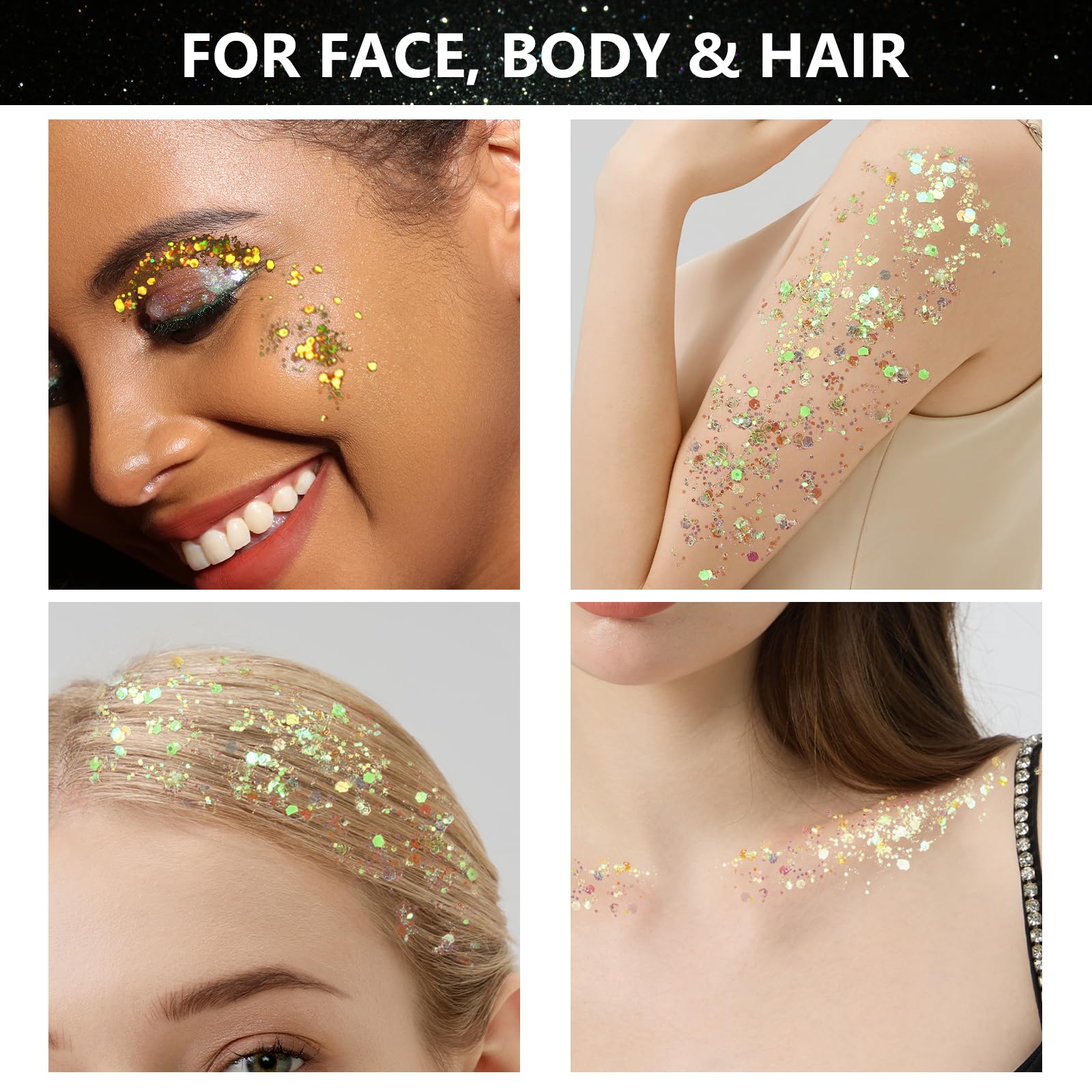 Teenitor glow-in-the-dark glitter maintains shine despite sweat and light rain during events.