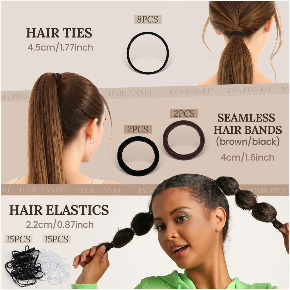 Teenitor clear and black hair bands for flexible styling and secure tucks.
