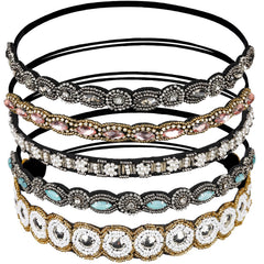 Teenitor rhinestone-beads front-view hairband adds subtle glamour to daily outfits.