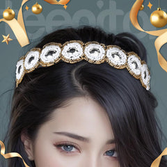 Teenitor rhinestone-beads side-view headband complements evening looks with sparkling detail.