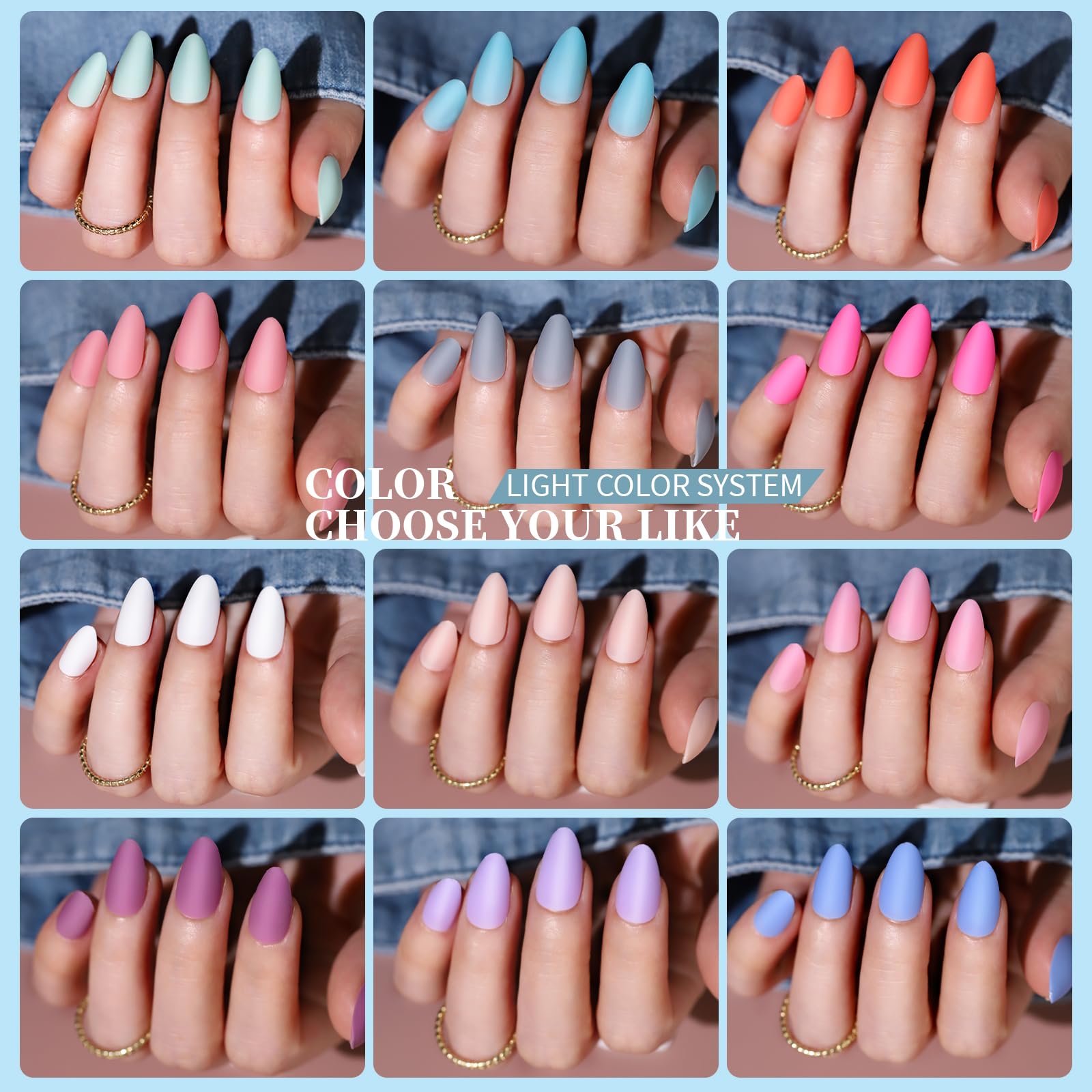 Teenitor matte almond nails close-up showing natural fit and comfortable wear.