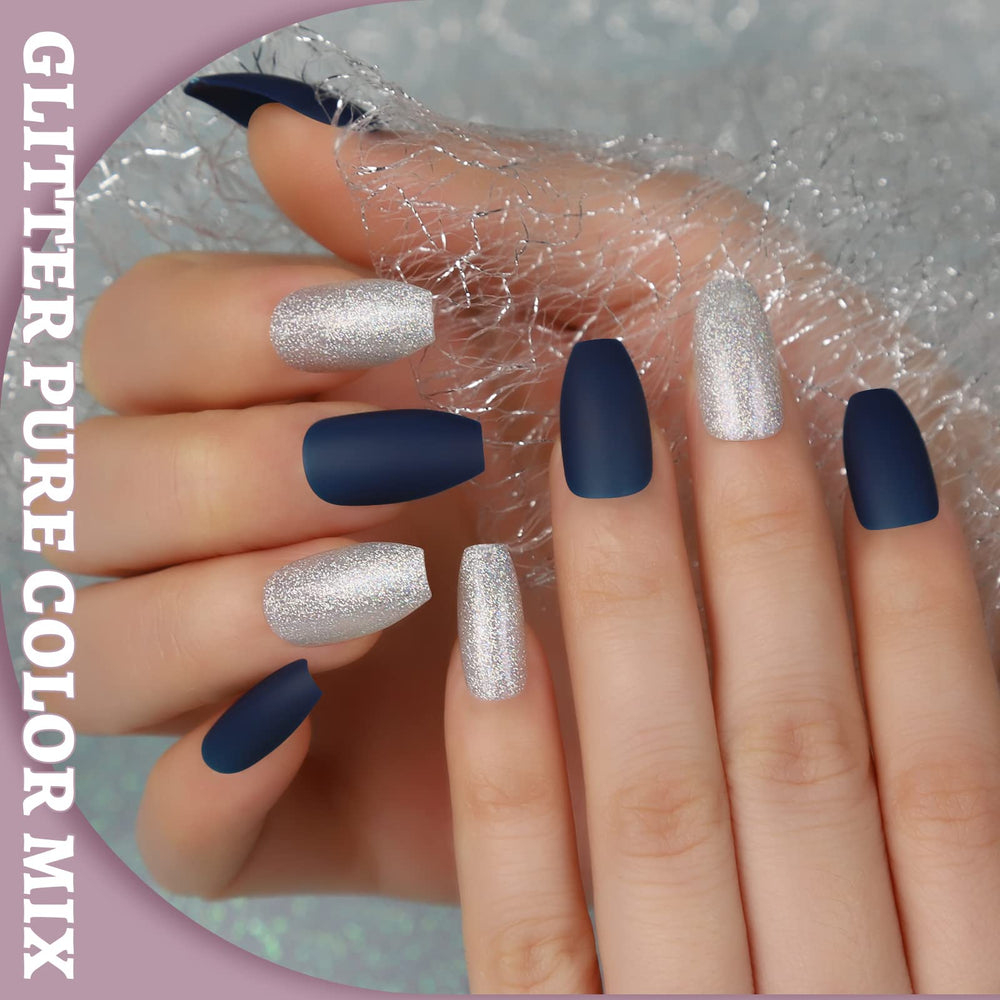 Teenitor matte glitter French design nails displayed for mix-and-match styles