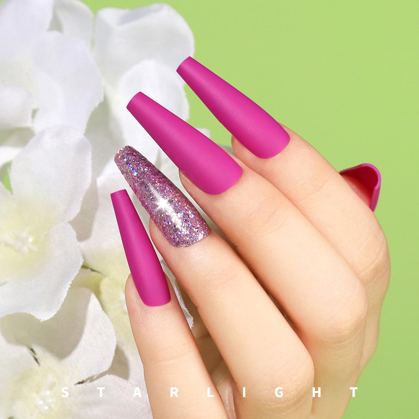 Teenitor matte press-on nails collection in bold coffin shape for chic everyday wear