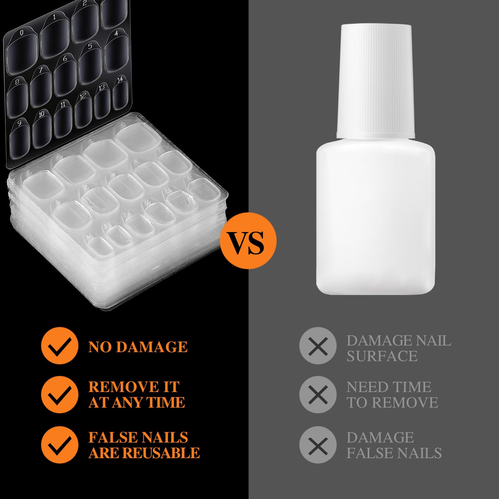 Teenitor nail adhesive tabs removal with warm water shows easy, damage-free removal.