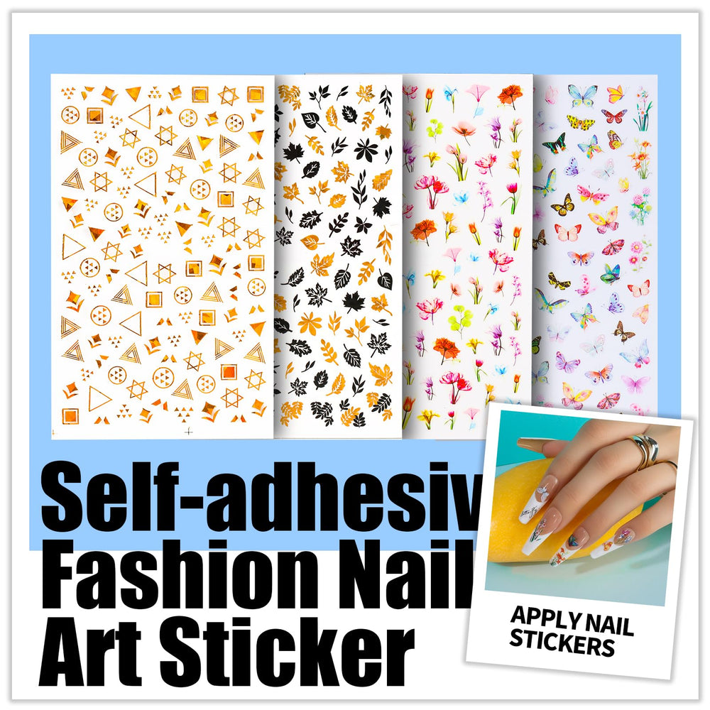 Teenitor nail stickers with four designs offer quick, stylish nail accents.