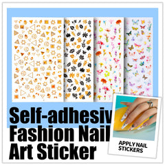 Teenitor nail stickers with four designs offer quick, stylish nail accents.