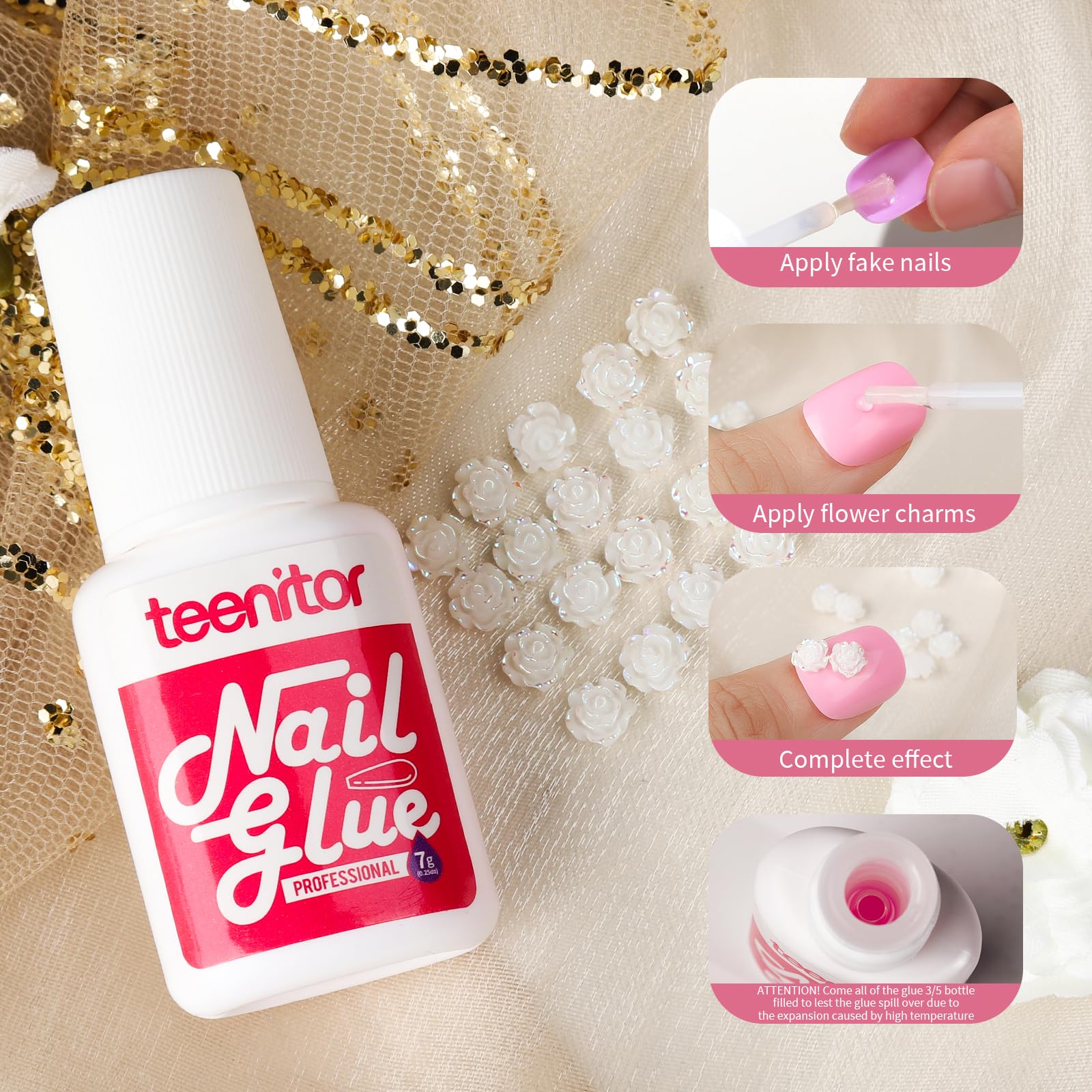 Teenitor nail art stickers butterfly and gold designs add accents.