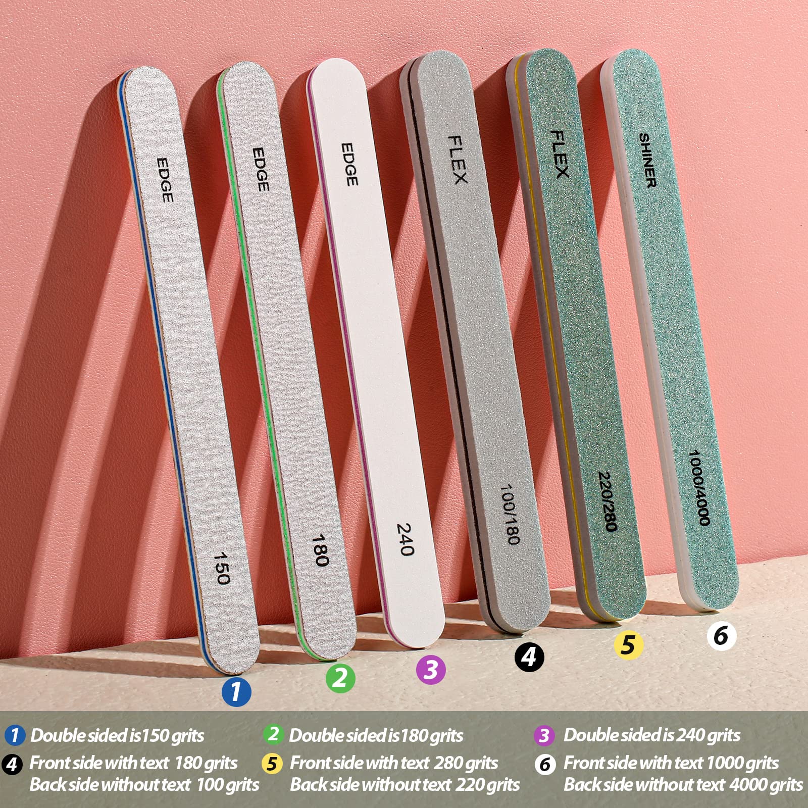 Teenitor nail file set with 150-180-240 grits for shaping and removing gel or acrylic tips