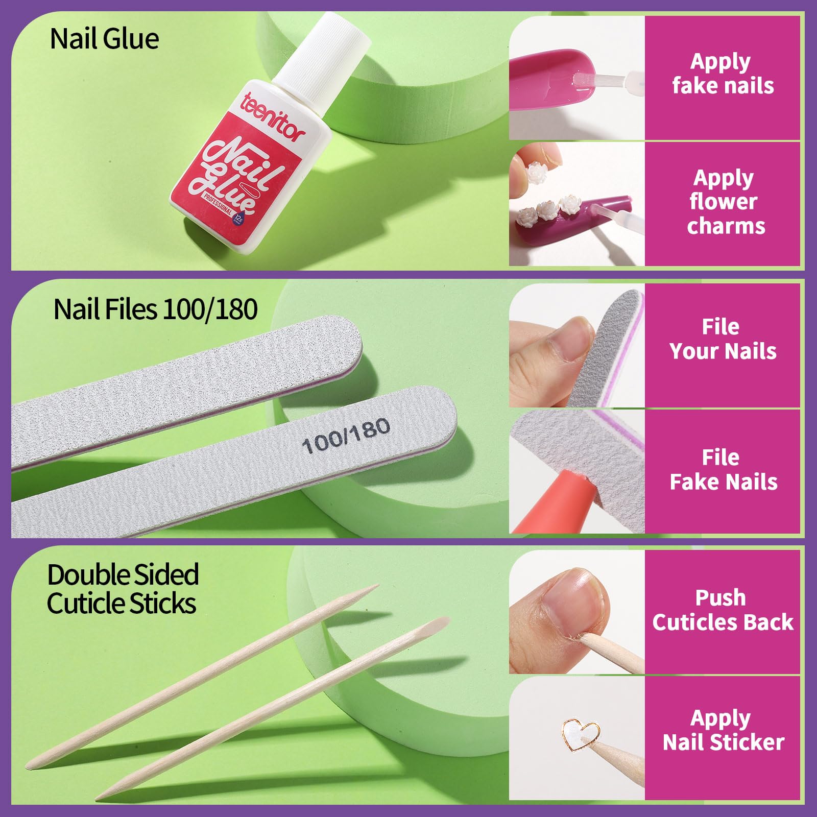 Teenitor nail glue bottle with brush enables easy application