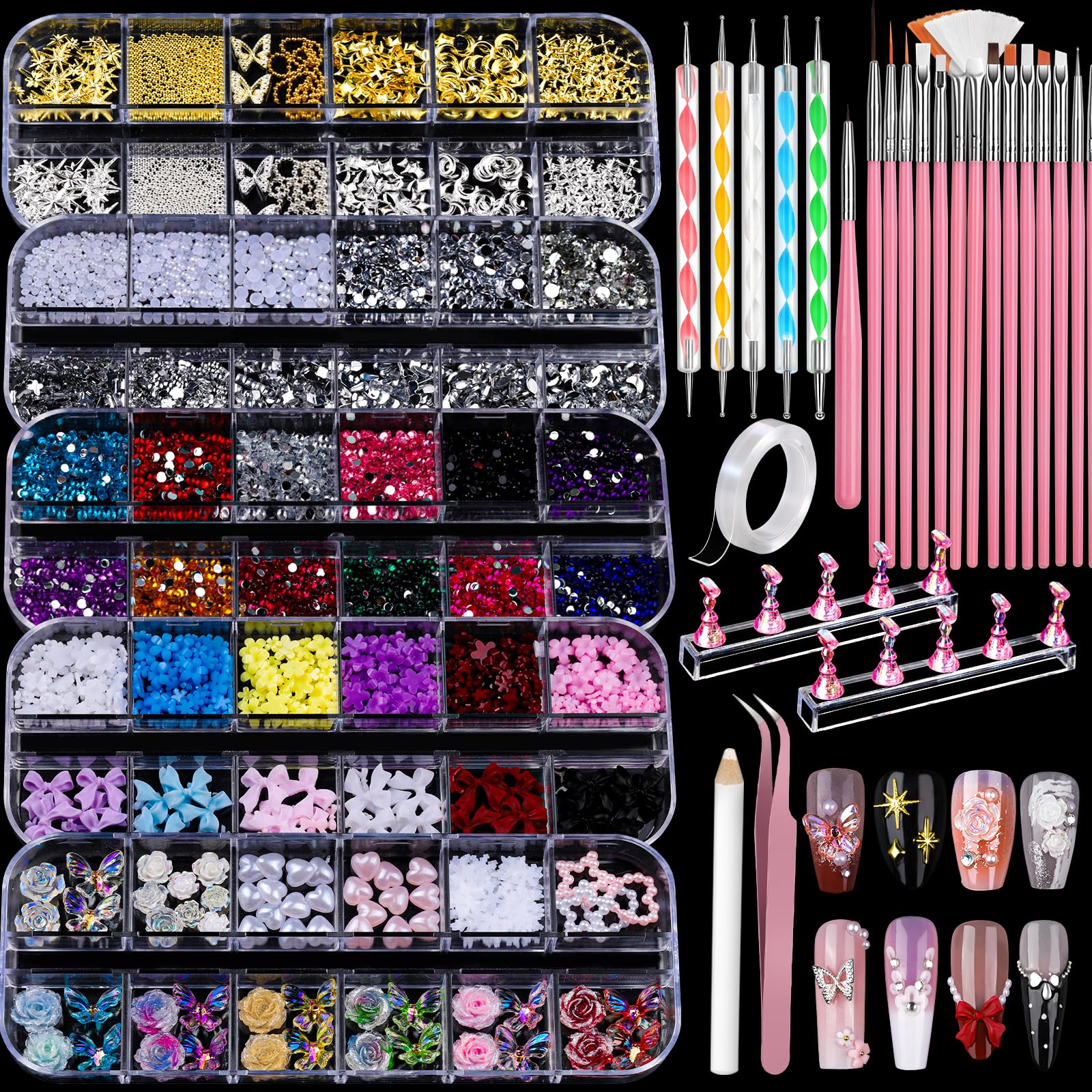 Teenitor nail kit charms and gems box close up for DIY nail art inspiration
