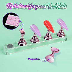 Teenitor magnetic nail art stand with putty for practice and display