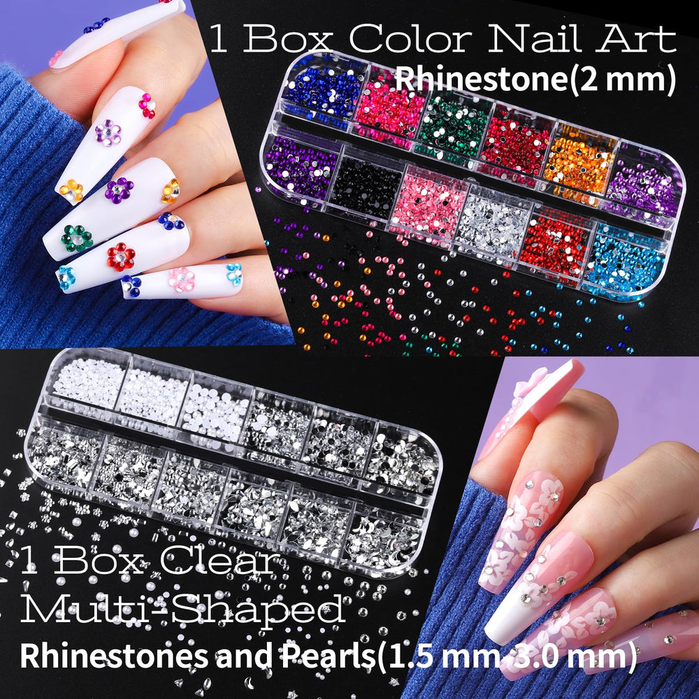 Teenitor nail kit tweezers with precision tips for gem placement