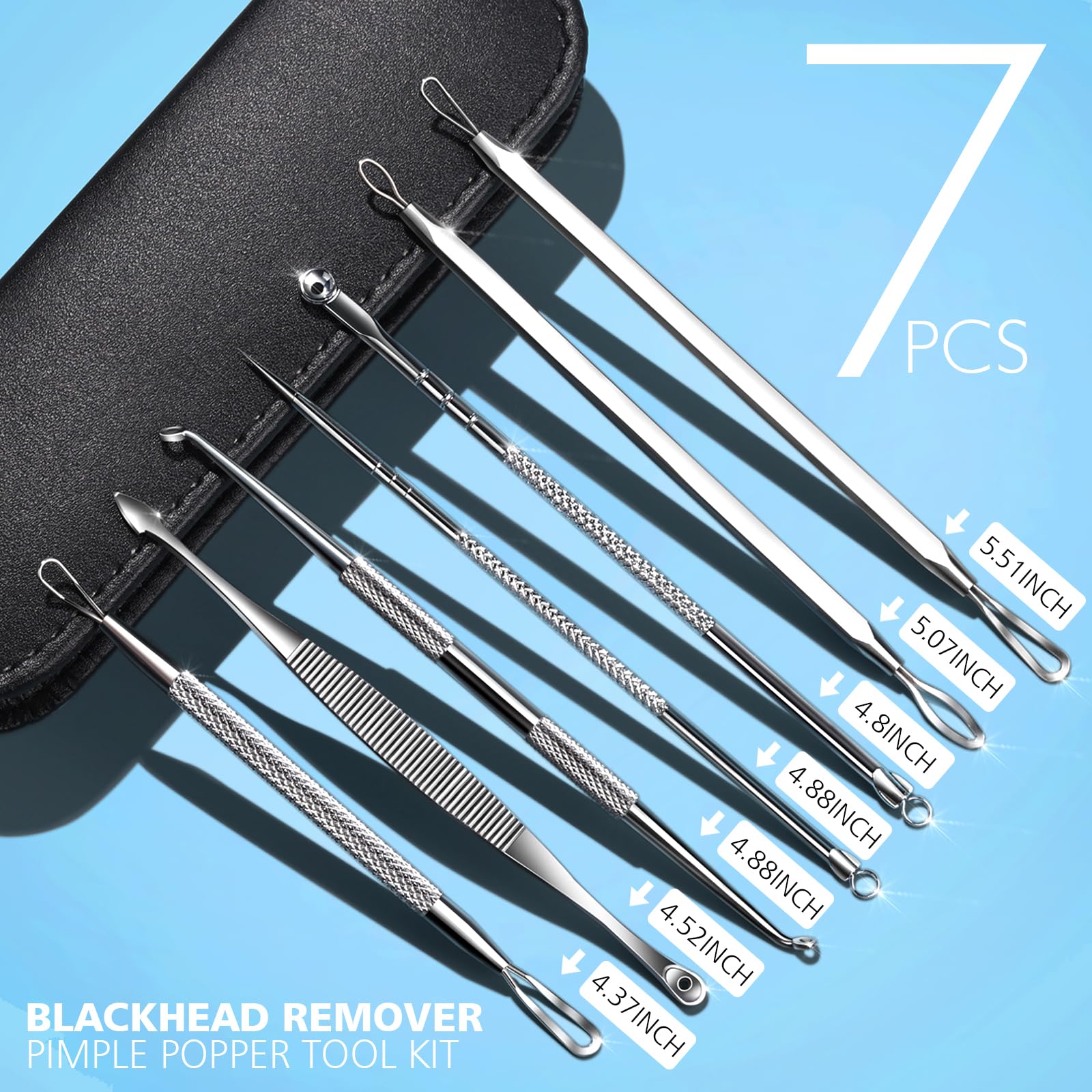 Teenitor pimple extractor with comedone extractor and angled loop for easy blemish removal