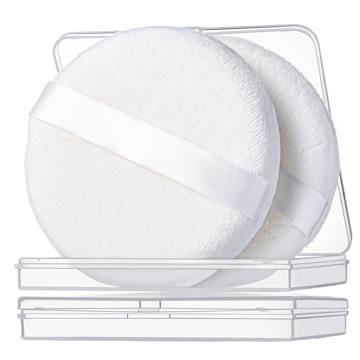 Teenitor powder puff two-piece set with storage container for mess-free travel