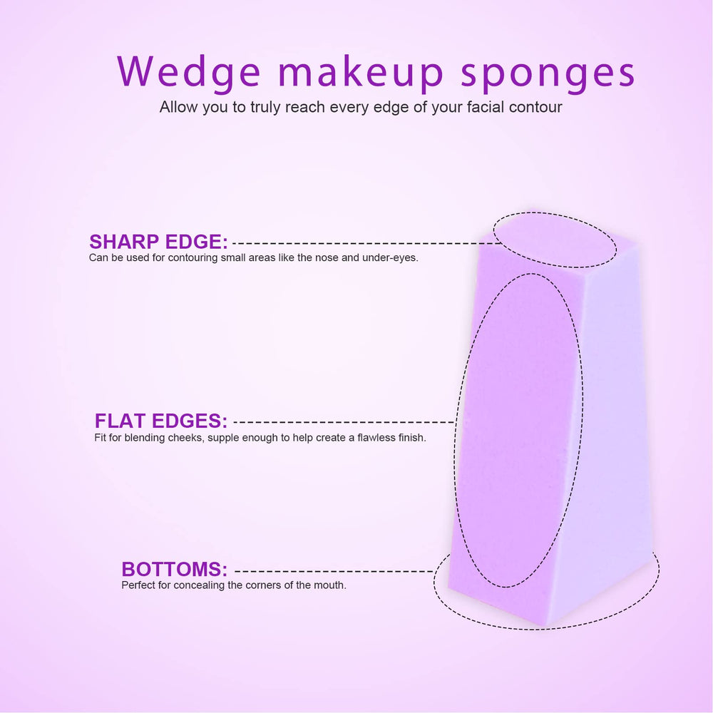 Teenitor precision wedges enable blended, even application of liquids and creams.