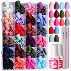 Teenitor press on nails with short almond shape and matte finish for quick manicures.