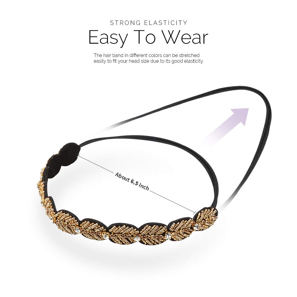 Teenitor rhinestone-beaded headband set on model demonstrating secure, non-slip wear