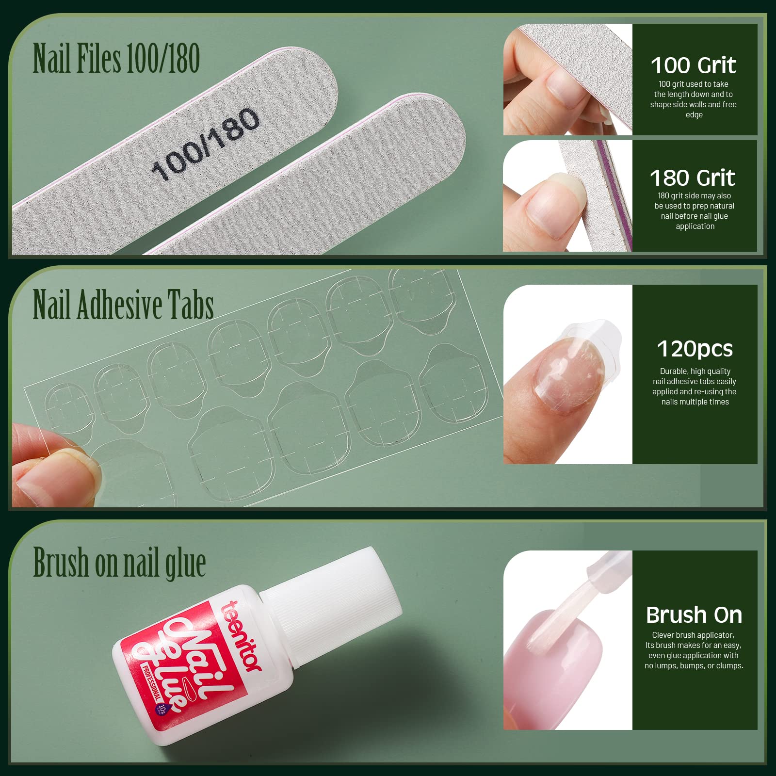 Teenitor self-adhesive nail tabs deliver residue-free reuse options.