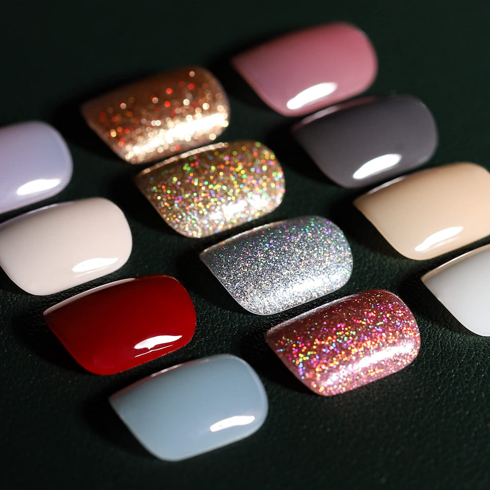 Teenitor glossy square press-on nails collection for a sleek everyday look.