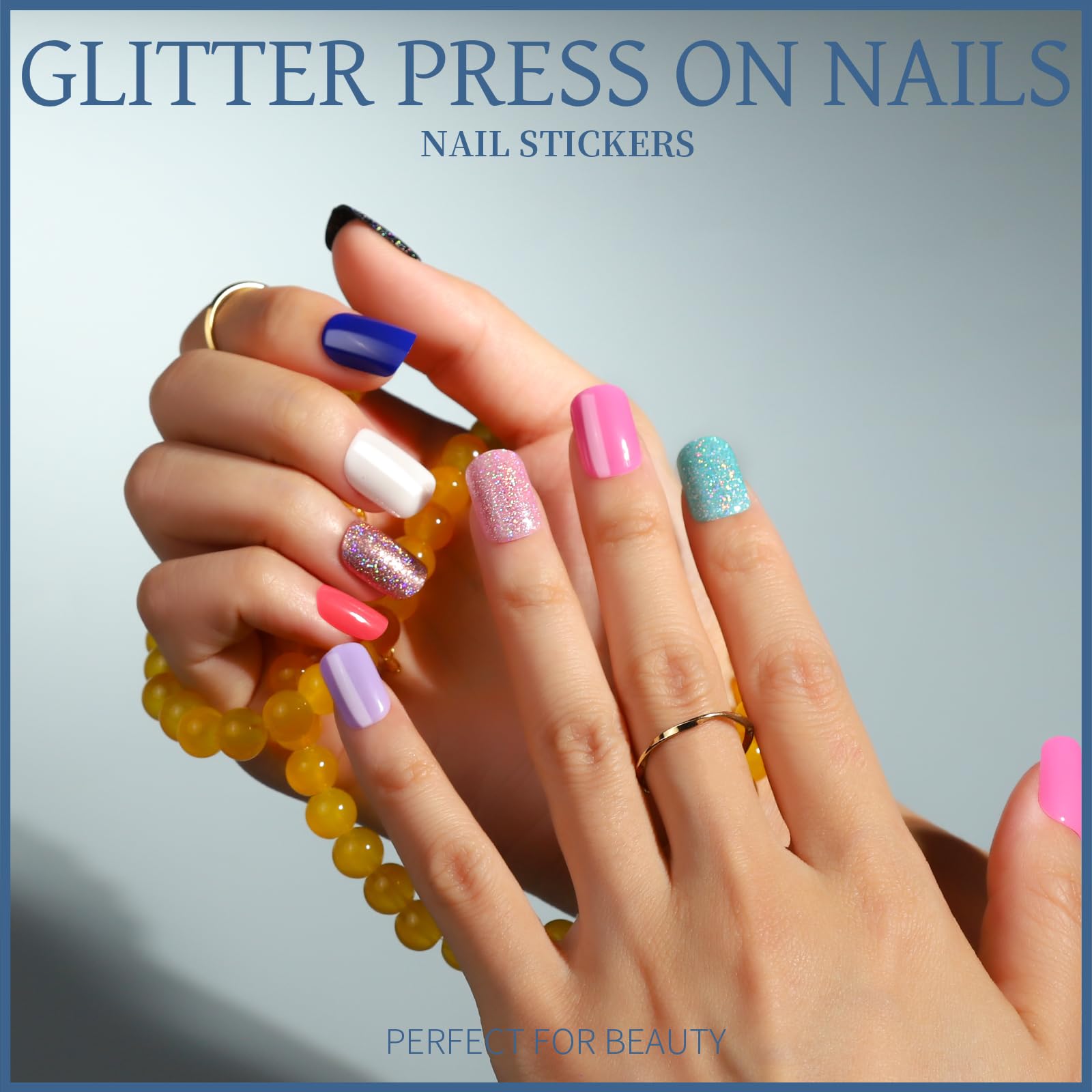 Teenitor short square press on nails French tip set for timeless, elegant nail designs.