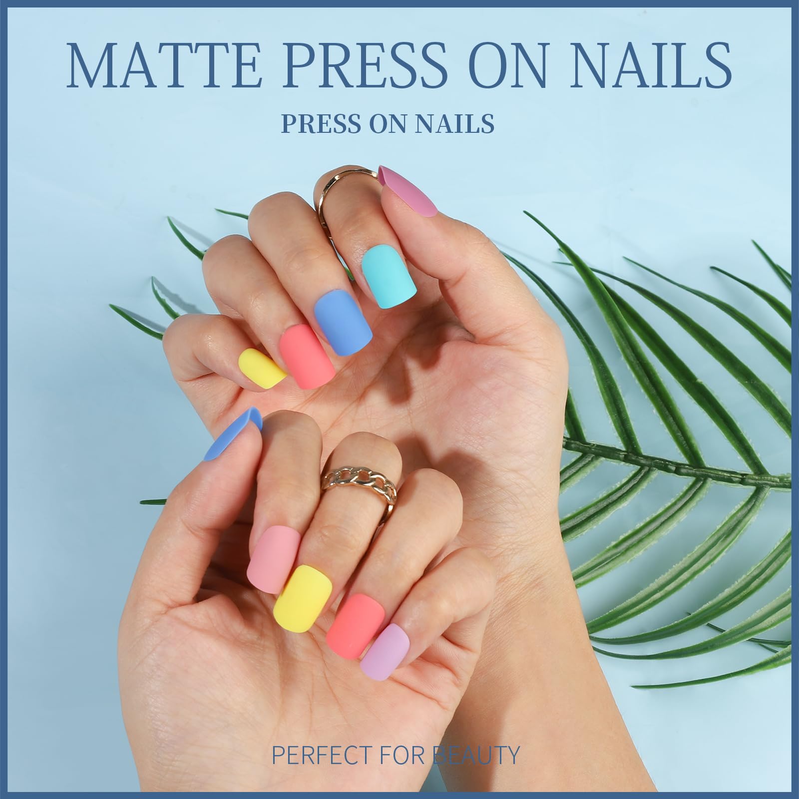 Teenitor short square nails glossy finish in eight colors for a sleek, reflective look.