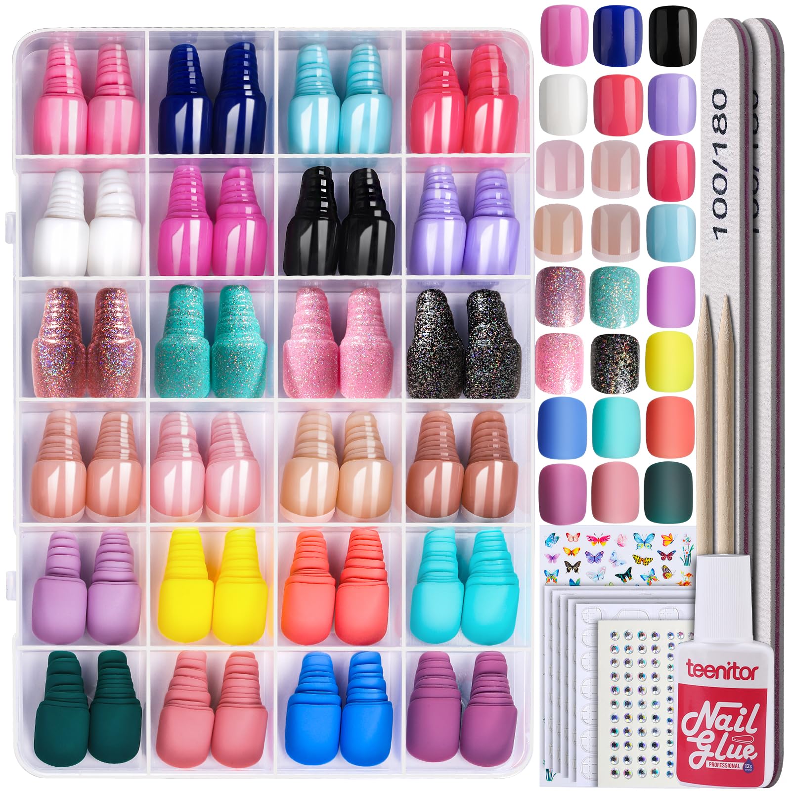 Teenitor short square press on nails matte collection in versatile finishes for everyday style.